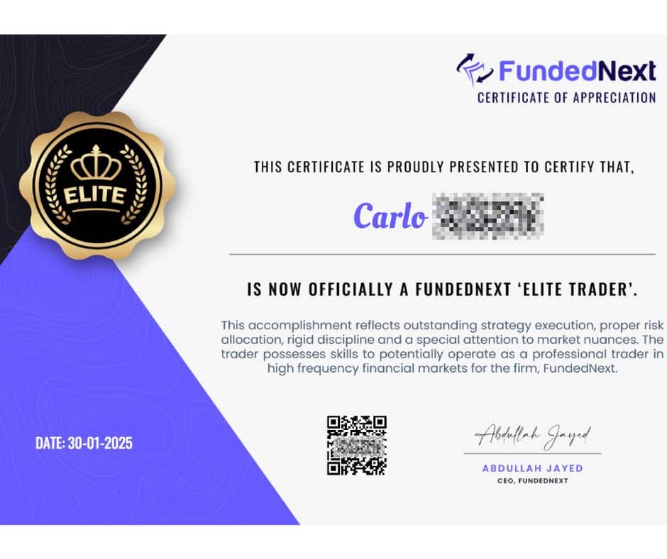 Screenshot di risultati di trading utilizzato come esempio didattico