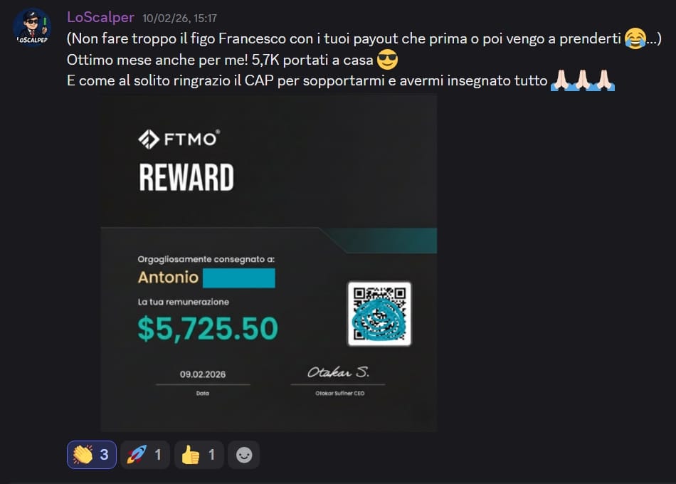 Certificato Alpha Capital fase 1 di un’allieva