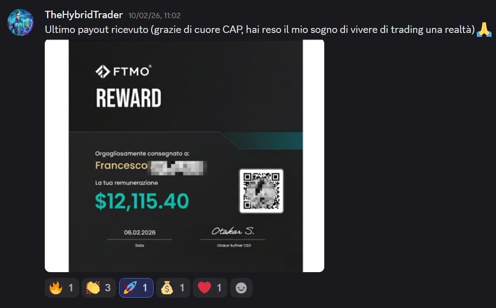 Challenge e Verification FTMO superate da un allievo